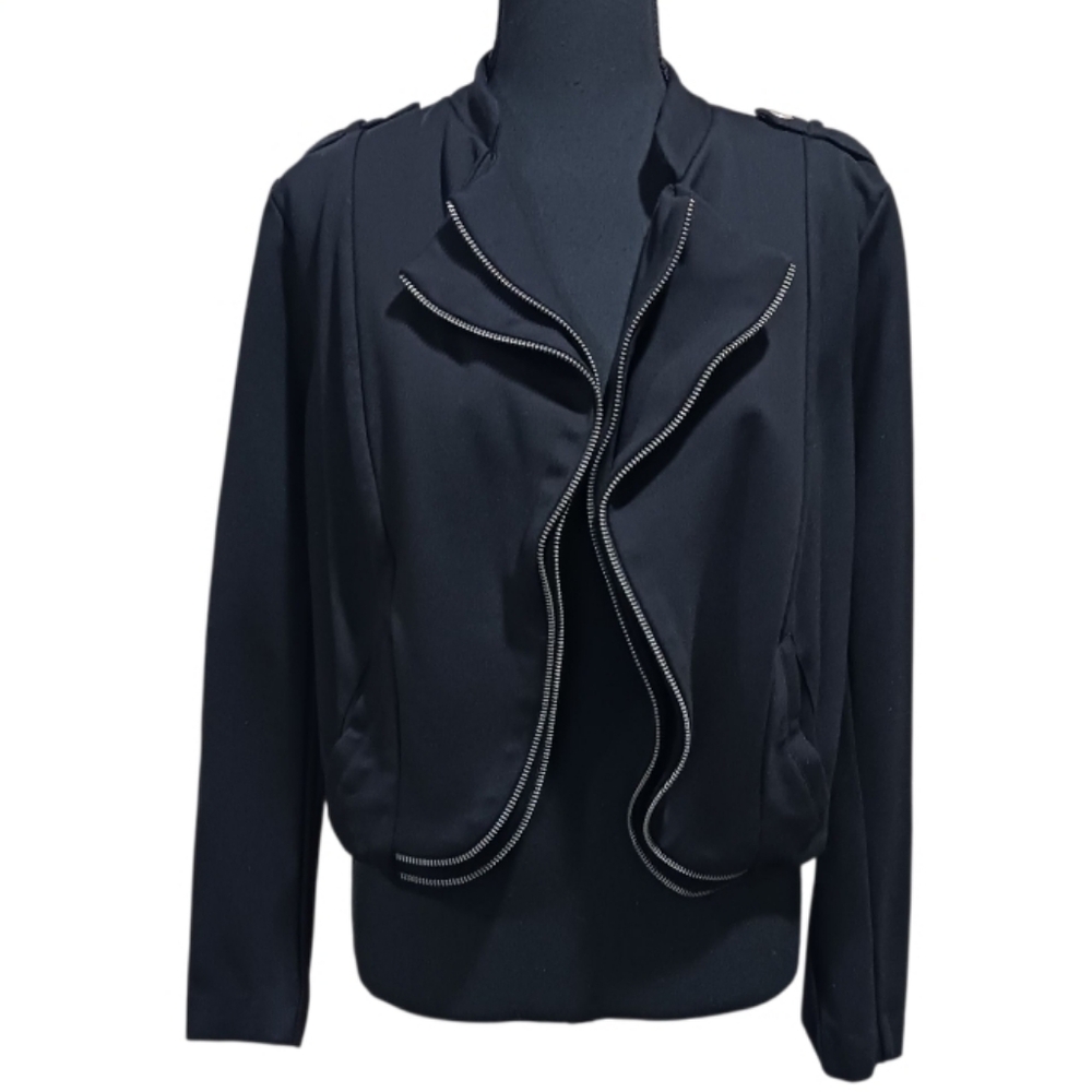 Torrid Zipper Detail Open Front Moto Jacket Streth Ponte - Picture 2 of 10
